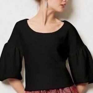 ANTHROPOLOGIE/DOLAN Puff-Sleeve Top, Black, Petite XS